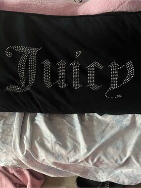 Juicy Couture Black Rhinestone Logo Pillow